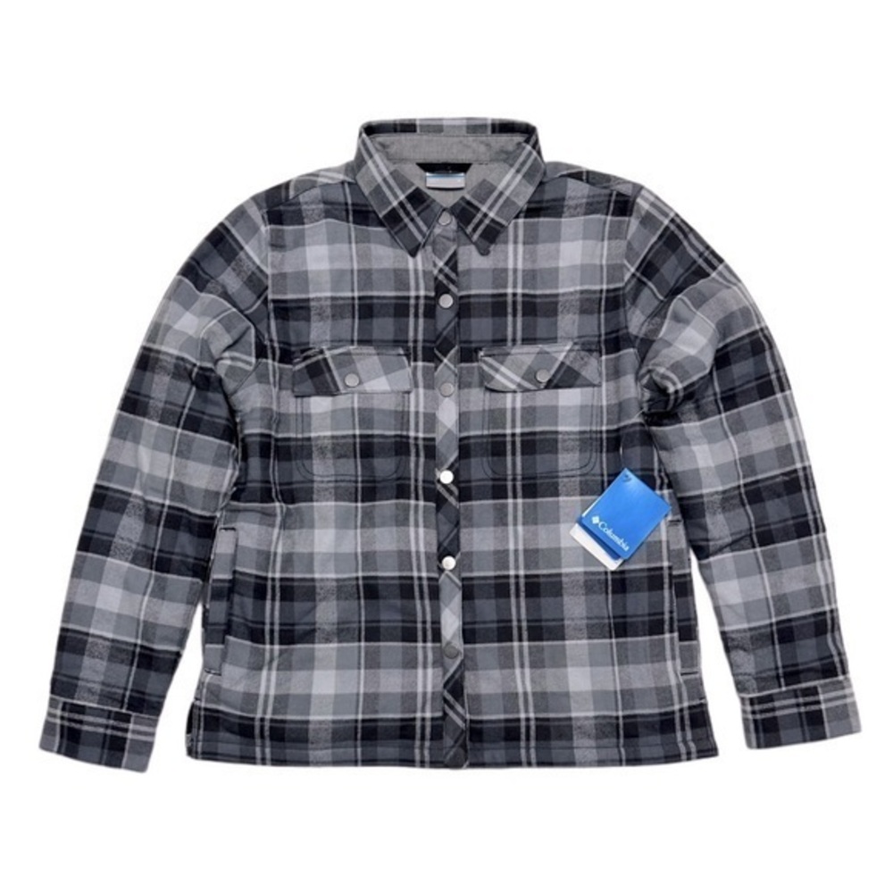 NWT - Columbia Plaid Insulated Shirt Jacket Grey Black Womens Medium‎
